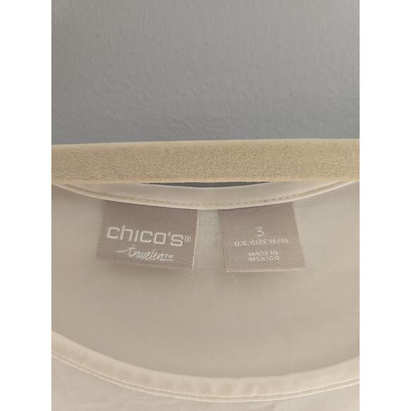 Chico's Travelers White Scoop Neck Acetate Slinky Layering Tank Top Womans SZ XL - Picture 3 of 4